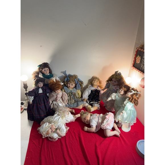 Other - Vintage Porcelain Doll Collection Lot 10pc Victorian Baby Sleeping Dolls Mixed